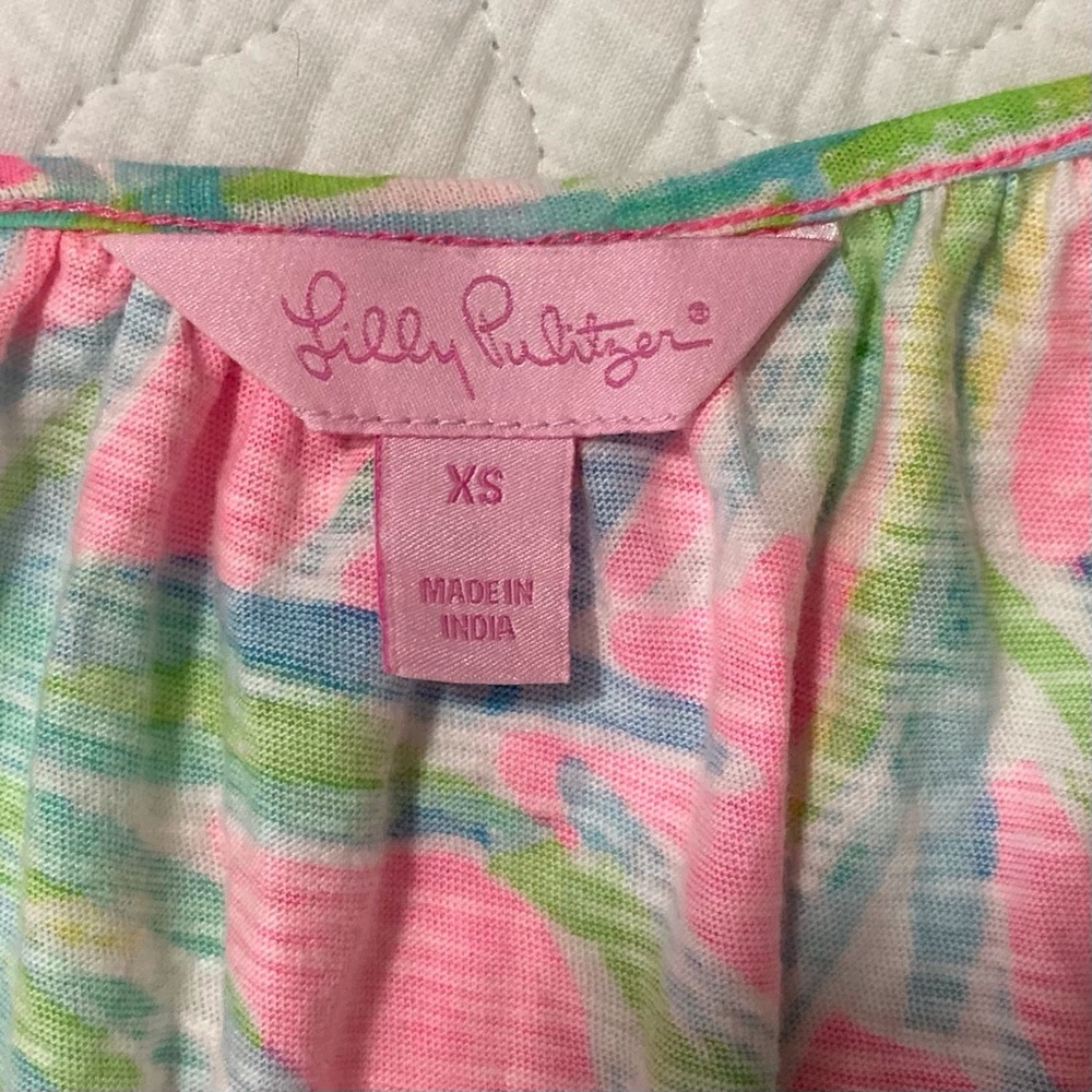 Lilly Pulitzer‎ Linzy Tassel-Embellished Relaxed Blouse | Tiki Pink Royal Lime - Picture 6 of 12